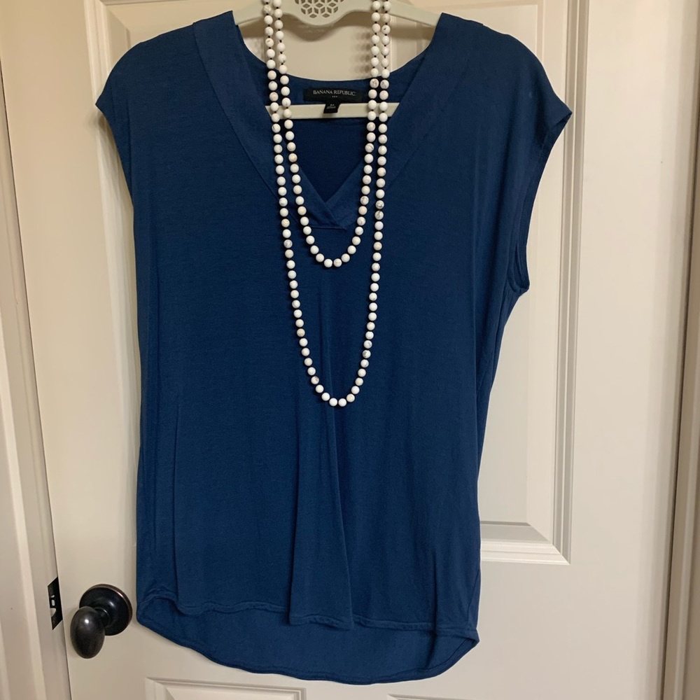 Banana Republic Navy Cap-Sleeve Top